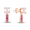 Thumbnail Image 1 of Juliette Maison Natural Rhodolite Garnet Baguette and Freshwater Cultured Pearl Earrings 10K Rose Gold