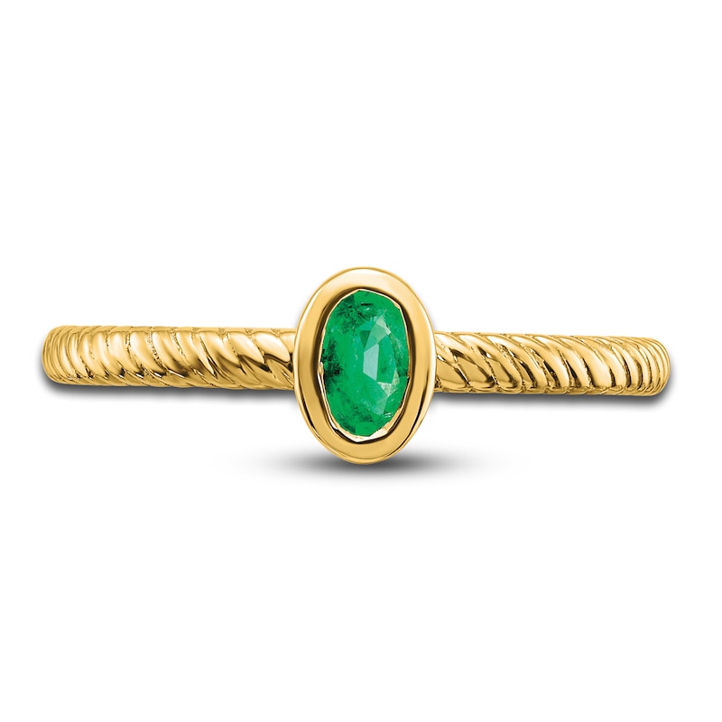 Main Image 3 of Natural Emerald Oval Bezel Ring 14K Yellow Gold