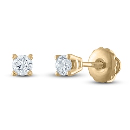 Certified Diamond Solitaire Stud Earrings 1/3 ct tw Round 14K Yellow Gold (I/I1)