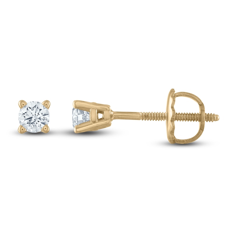 Main Image 2 of Certified Diamond Solitaire Stud Earrings 1/3 ct tw Round 14K Yellow Gold (I/I1)