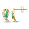 Thumbnail Image 1 of Natural Emerald Earrings 1/20 ct tw Diamonds 14K Yellow Gold