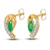 Thumbnail Image 2 of Natural Emerald Earrings 1/20 ct tw Diamonds 14K Yellow Gold