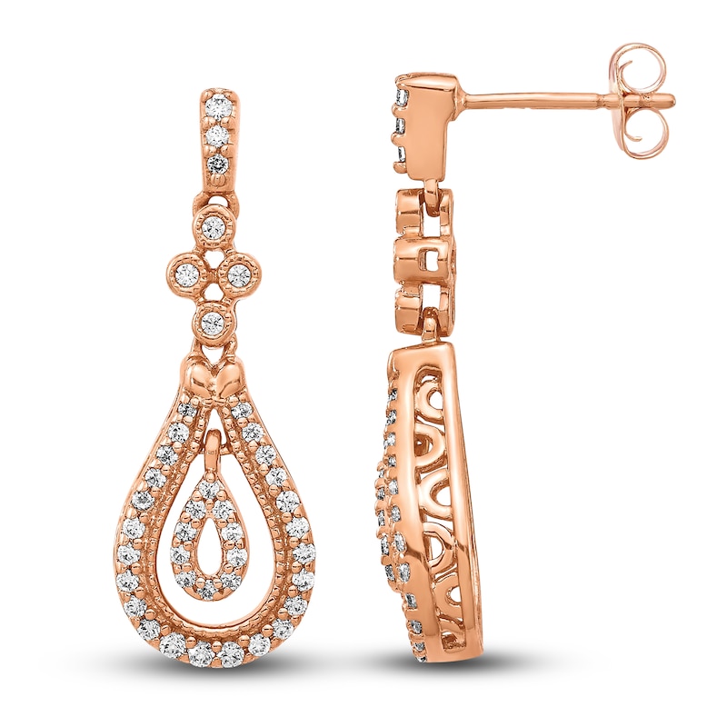 Main Image 1 of Diamond Dangle Earrings 3/8 ct tw Round 14K Rose Gold