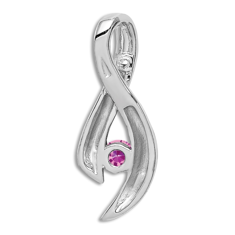 Main Image 2 of Natural Pink Sapphire Necklace Charm 14K White Gold 3mm