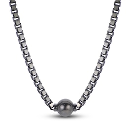 Men's Tahitian Freshwater Cultured Pearl Necklace Sterling Silver 19&quot;