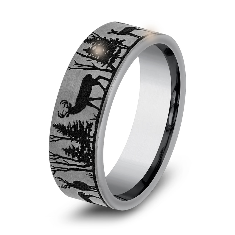 Main Image 2 of Men's Deer Wedding Band Grey Tantalum 7.0mm