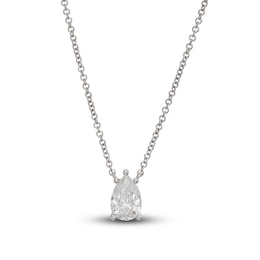 Lab-Created Diamond Solitaire Necklace 1 ct tw Pear-shaped 14K White Gold 19&quot; (SI2/F)