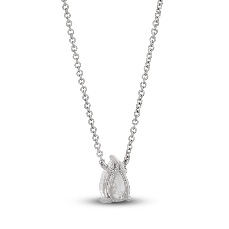 Lab-Created Diamond Solitaire Necklace 1 ct tw Pear-Shaped 14K White Gold 19 (Si2/F)