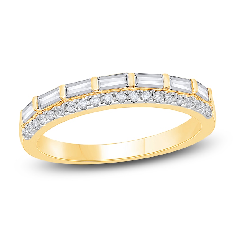 Diamond Ring 1/2 ct tw Round/Baguette 14K Yellow Gold