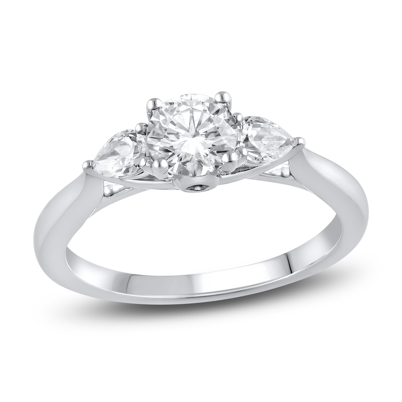 Diamond 3-Stone Engagement Ring 1 ct tw Pear/Round 14K White Gold