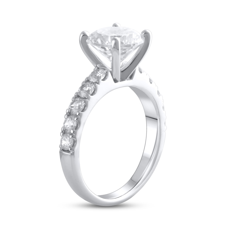 Lab-Created Diamond Engagement Ring 3-1/4 ct tw Round 14K White Gold