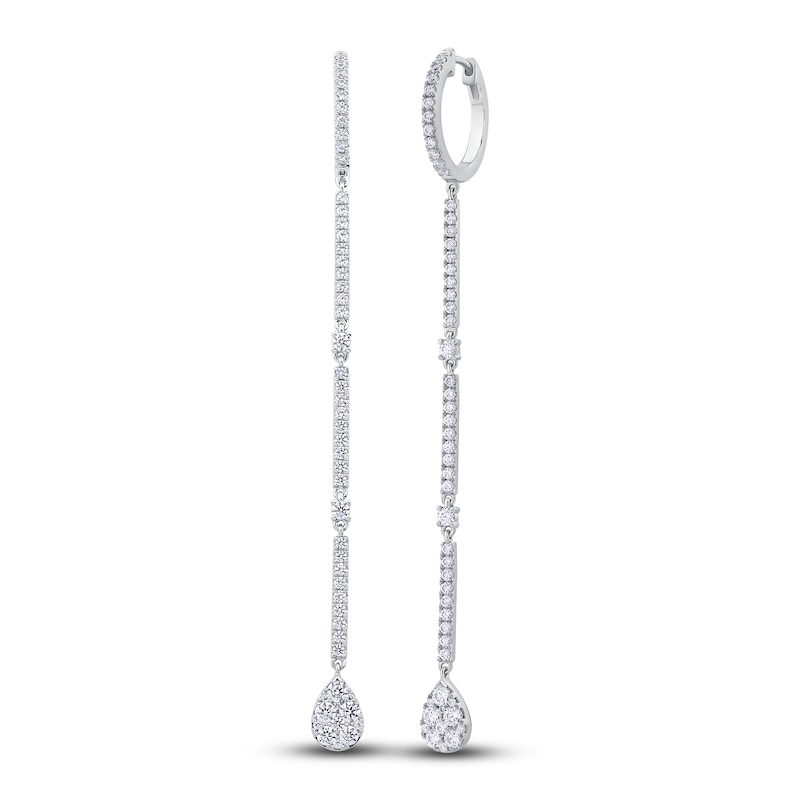 Diamond Dangle Earrings 1-1/2 ct tw Round 14K White Gold