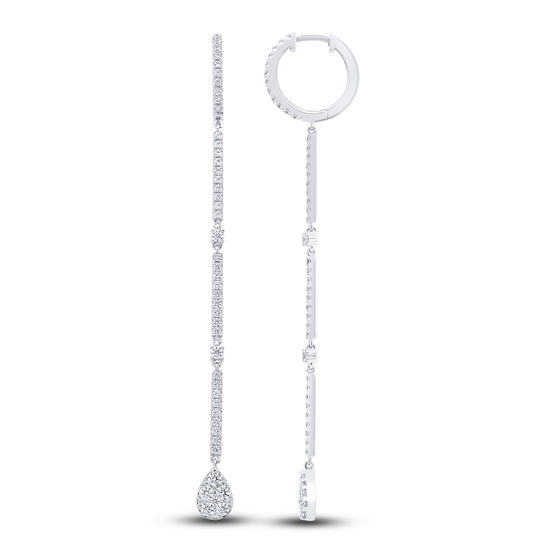 Diamond Dangle Earrings 1-1/2 ct tw Round 14K White Gold