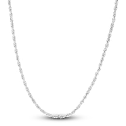 Solid Diamond-Cut Rope Chain Necklace 14K White Gold 22&quot; 2.0mm