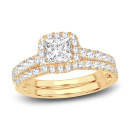 Diamond Bridal Set 1-1/2 ct tw Princess/Round 14K Yellow Gold