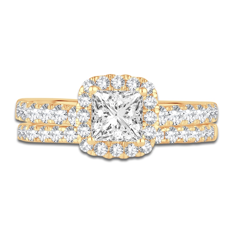 Diamond Bridal Set 1-1/2 ct tw Princess/Round 14K Yellow Gold