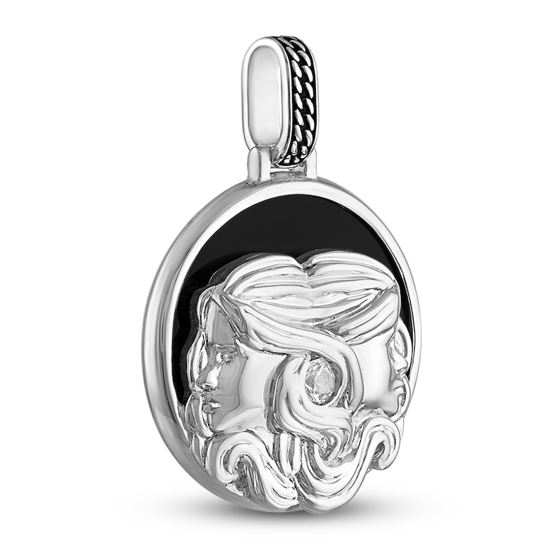 Main Image 2 of 1933 by Esquire Men's Natural Black Onyx & Natural White Topaz Gemini Charm Sterling Silver