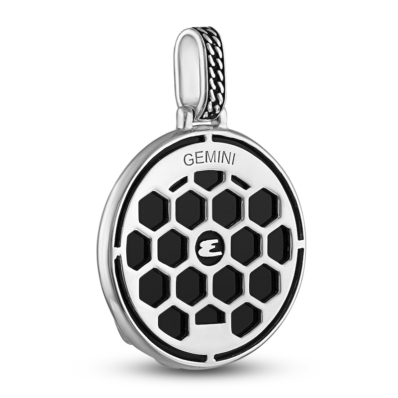 Main Image 3 of 1933 by Esquire Men's Natural Black Onyx & Natural White Topaz Gemini Charm Sterling Silver