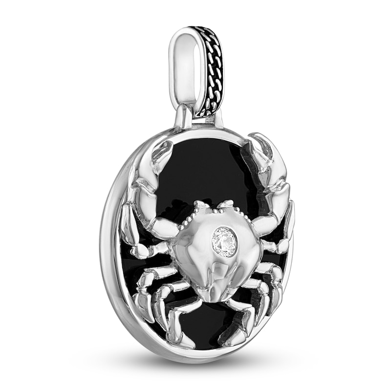 1933 by Esquire Men's Natural Onyx & Natural White Topaz Cancer Charm Sterling Silver