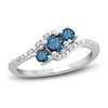 Thumbnail Image 0 of Montana Blue Round-Cut Natural Sapphire Ring 1/6 ct tw Diamonds 14K White Gold