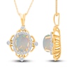 Thumbnail Image 2 of Kallati Oval-Cut Natural Opal Pendant Necklace 3/8 ct tw Diamonds 14K Yellow Gold 18&quot;