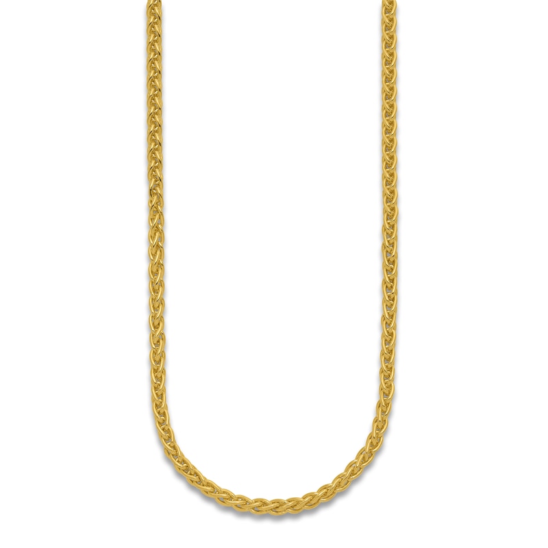 High-Polish Wheat Chain Necklace 24K Yellow Gold 24" 4.0mm