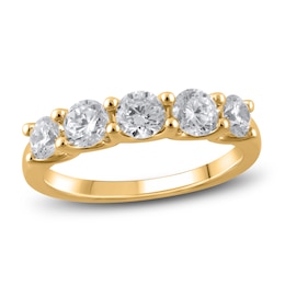 Lab-Created Diamond 5-Stone Anniversary Band 1-1/2 ct tw Round 14K Yellow Gold