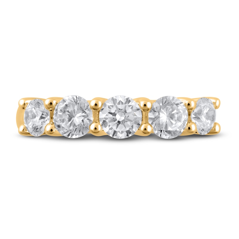 Lab-Created Diamond 5-Stone Anniversary Band 1-1/2 ct tw Round 14K Yellow Gold