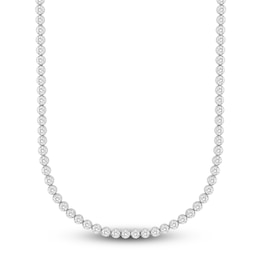 Men's Lab-Created Diamond Tennis Necklace 7 ct tw Round 14K White Gold 22&quot;