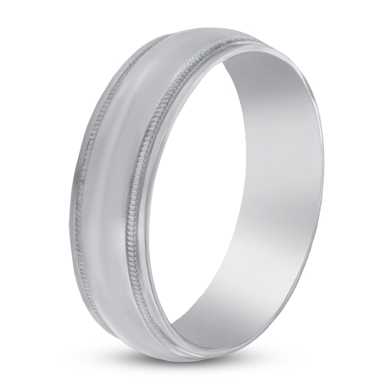 Main Image 2 of Milgrain Beveled Wedding Band Platinum 8mm