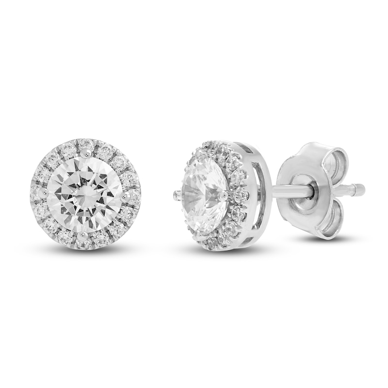 Main Image 2 of Diamond Halo Earrings 1 ct tw 14K White Gold