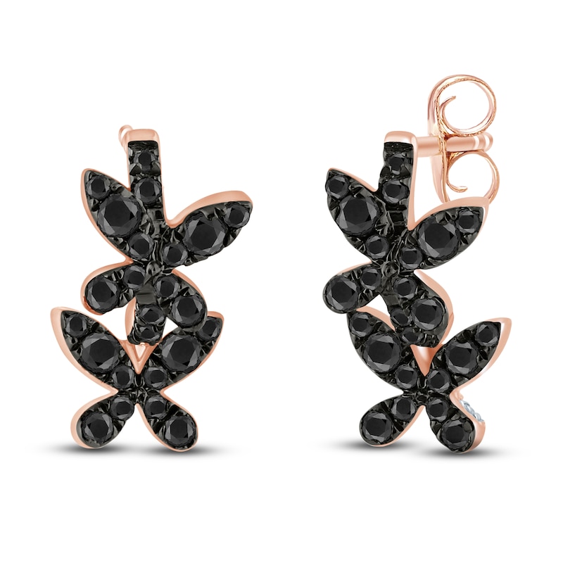 Main Image 2 of Pnina Tornai Black Diamond Butterfly Earrings 5/8 ct tw 14K Rose Gold