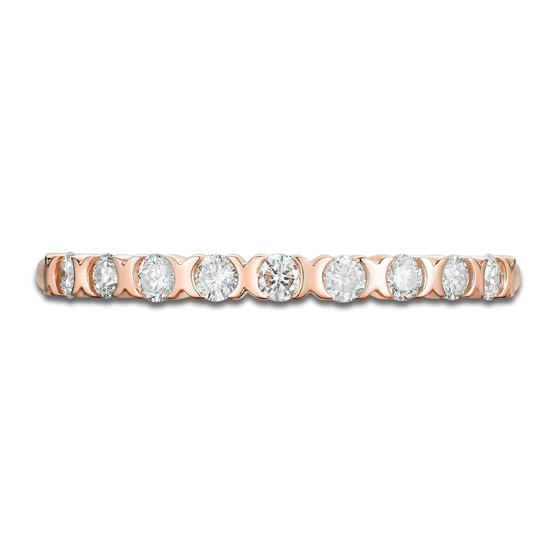 Main Image 3 of Diamond X Bezel Anniversary Band 1/4 ct tw 14K Rose Gold