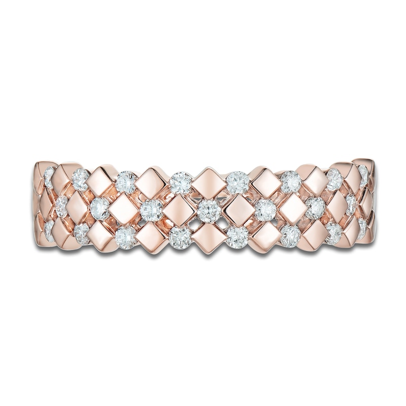 Main Image 3 of Diamond Square Multi-Row Anniversary Band 1/4 ct tw 14K Rose Gold