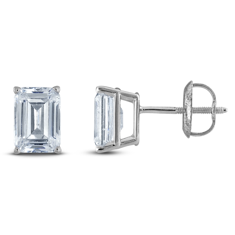 Emerald-Cut Lab-Created Diamond Solitaire Stud Earrings 1-1/2 ct tw 14K White Gold (F/SI2)