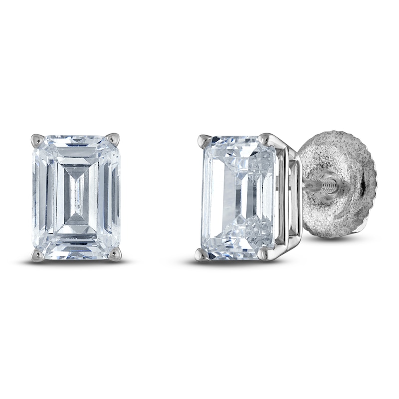 Emerald-Cut Lab-Created Diamond Solitaire Stud Earrings 1-1/2 ct tw 14K White Gold (F/SI2)