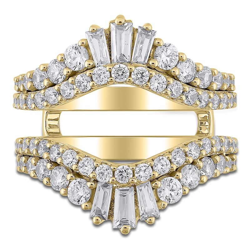 Main Image 3 of Lab-Created Diamond Enhancer Baguette & Round-Cut Ring 2 ct tw 14K Yellow Gold