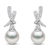 Thumbnail Image 1 of Yoko London Akoya Cultured Pearl & Diamond Crossover Earrings 1/4 ct tw 18K White Gold