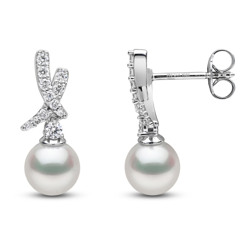 Main Image 2 of Yoko London Akoya Cultured Pearl & Diamond Crossover Earrings 1/4 ct tw 18K White Gold