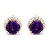 Thumbnail Image 1 of Natural Amethyst & Diamond Stud Earrings 1/10 ct tw 10K Yellow Gold