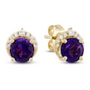 Thumbnail Image 2 of Natural Amethyst & Diamond Stud Earrings 1/10 ct tw 10K Yellow Gold