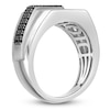 Thumbnail Image 1 of Men's Black Diamond Angled Fashion Ring 1/4 ct tw Sterling Silver