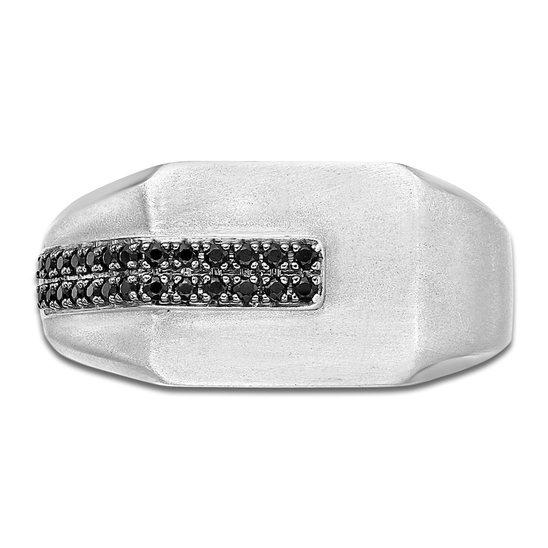 Men's Black Diamond Angled Fashion Ring 1/4 ct tw Sterling Silver