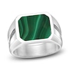 Thumbnail Image 0 of Men's Octagon-Cut Natural Malachite & Black Spinel Ring Stainless Steel