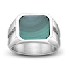 Thumbnail Image 3 of Men's Octagon-Cut Natural Malachite & Black Spinel Ring Stainless Steel