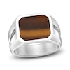 Thumbnail Image 0 of Men's Octagon-Cut Natural Tiger's Eye Quartz & Black Spinel Ring Stainless Steel