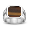 Thumbnail Image 4 of Men's Octagon-Cut Natural Tiger's Eye Quartz & Black Spinel Ring Stainless Steel