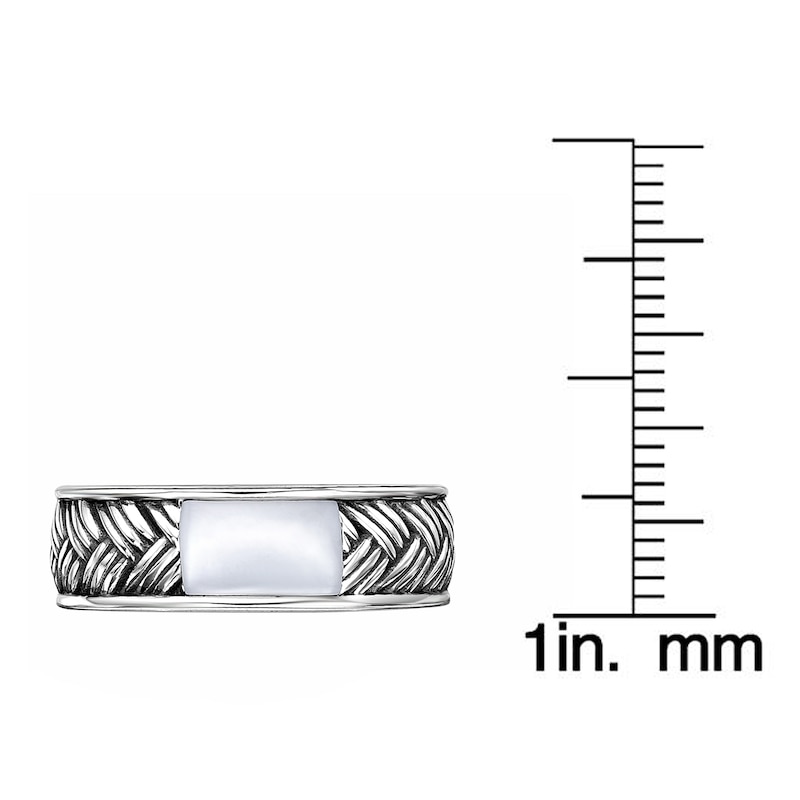 Main Image 5 of Men's Natural Mother-of-Pearl Weave Pattern Ring Sterling Silver