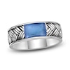 Thumbnail Image 1 of Men's Natural Royal Blue Agate Weave Pattern Ring Sterling Silver