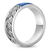 Thumbnail Image 2 of Men's Natural Royal Blue Agate Weave Pattern Ring Sterling Silver